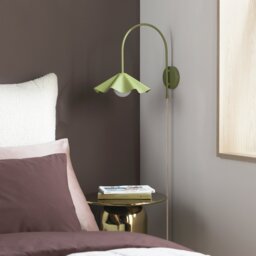Habitat Yuno Pleat Metal Arch Wall Light - Olive - thumbnail 1