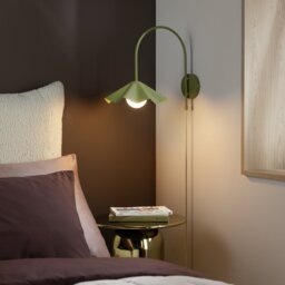 Habitat Yuno Pleat Metal Arch Wall Light - Olive - thumbnail 2