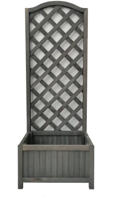 Straight Lattice Wooden Planter - Grey - image 1