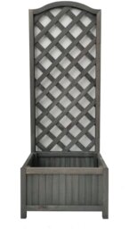 Straight Lattice Wooden Planter - Grey - thumbnail 1