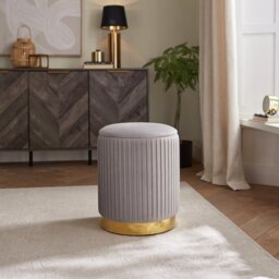 GFW Esme Velvet Storage Footstool - Grey - thumbnail 1