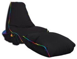 rucomfy Kids Gaming Bean Bag Chair and Footstool - Black - thumbnail 1