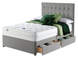 Silentnight Knightly Double Luxury 4 Drawer Divan Bed- Grey - thumbnail 2