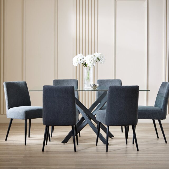 Argos Home Blake Black Dining Table & 4 Charcoal Chairs - image 1