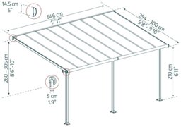 Palram Canopia Olympia 3 x 5.46m Patio Cover White Clear - thumbnail 2