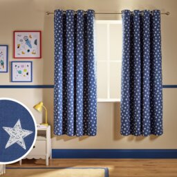 Argos Home Kids Star Eyelet Blackout Curtains - Blue - 168x183cm - thumbnail 1