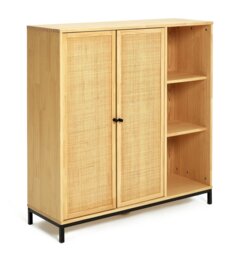 Habitat Elaina Wide Rattan Bookcase - Pine - thumbnail 1