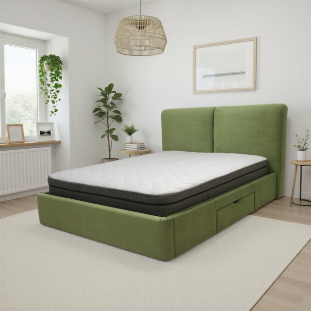 Koble Olivia 3 Drawer Kingsize Storage Bed Frame - Green - image 1