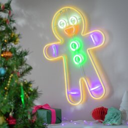 Habitat Neon Effect Gingerbread Shaped Christmas Lights - thumbnail 1
