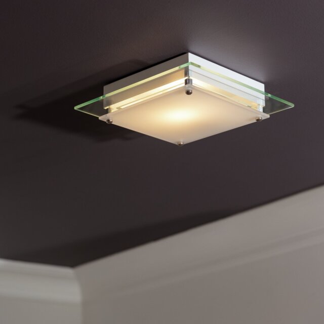 Argos Home Square Glass Bathroom Flush Ceiling Light - Clear - image 1
