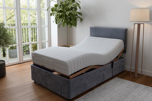 Mibed Mem SmallDouble Adjustable Drawer Bed & Mattress- Grey - image 1
