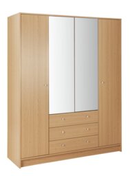Argos Home Malibu 4 Dr 3 Drawer Mirror Wardrobe - Oak Effect - thumbnail 1
