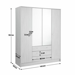 Argos Home Malibu 4 Dr 3 Drawer Mirror Wardrobe - Oak Effect - thumbnail 2