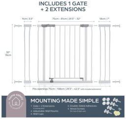 Dreambaby Ava Wide Safety Gate. Fits 75-108cm White - thumbnail 2