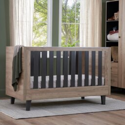 Tutti Bambini Como Nursery Cot Bed - Oak & Slate Grey - thumbnail 1
