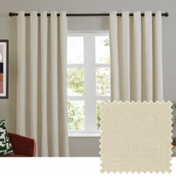 Furn Soft Chenille Blackout Eyelet Curtains - Natural - 168x183cm - thumbnail 1