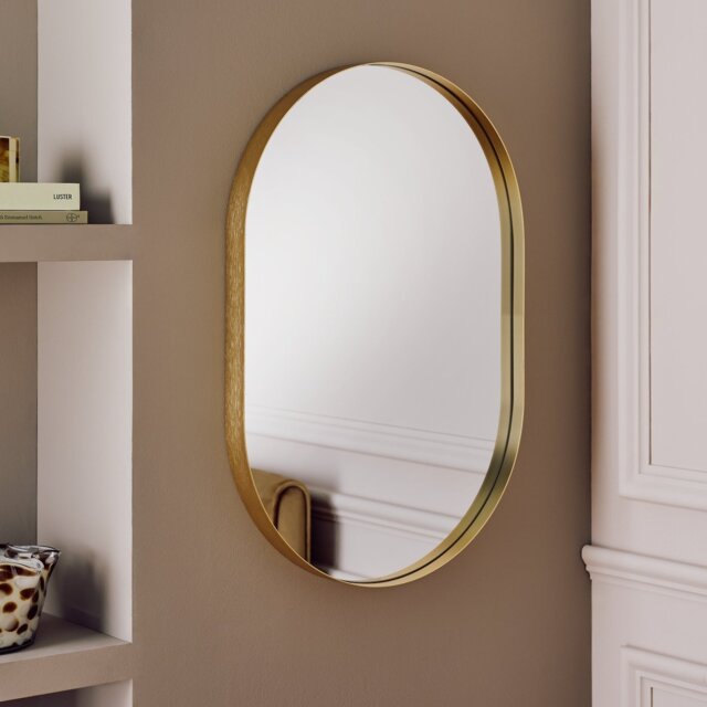Argos Home Gold Aluminium Pill Shaped Wall Mirror - 60x40cm - image 1