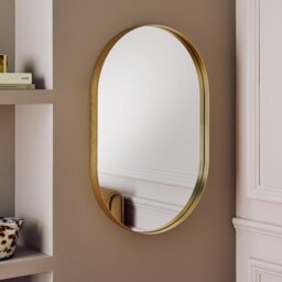 Argos Home Gold Aluminium Pill Shaped Wall Mirror - 60x40cm - thumbnail 1