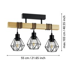 EGLO Townshend 5 3 Light Pendant Light - Black - thumbnail 2