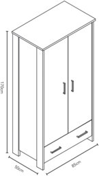 Obaby Nika Double Wardrobe - Grey Wash - thumbnail 2
