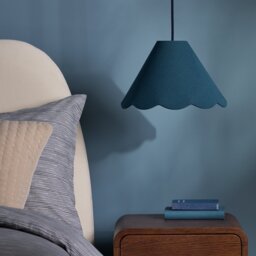 Habitat Scallop Edge Blue Lampshade - 32cm - thumbnail 2