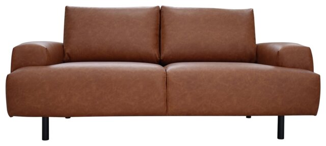Habitat Julien Faux Leather 2 Seater Sofa - Tan - image 1
