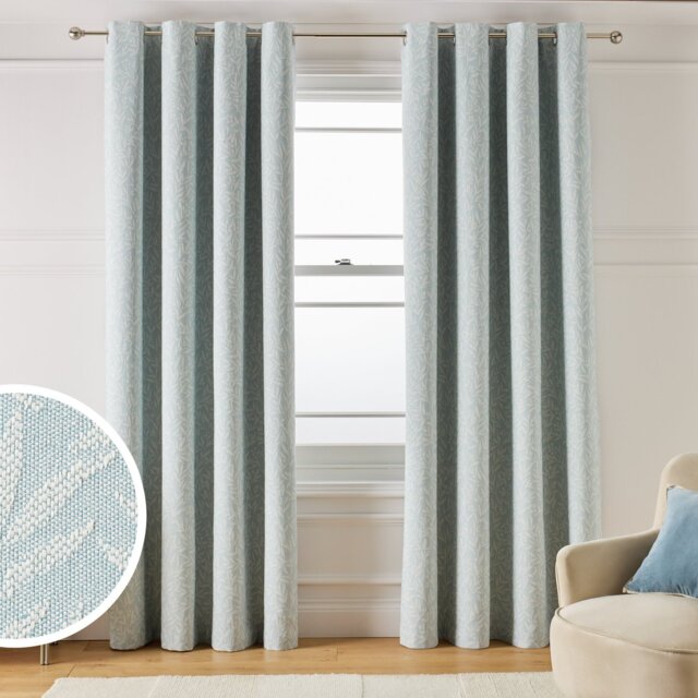 Argos Home Blackout Jacquard Eyelet Curtains-Blue- 168x183cm - image 1
