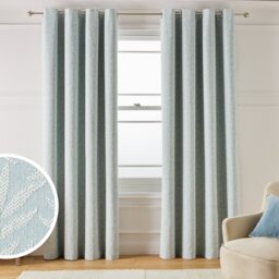Argos Home Leaf Blackout Jacquard Eyelet Curtains - Blue -  168x183cm