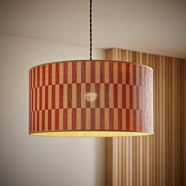 ValueLights Lori Orange Bamboo Checker Easy Fit Lampshade - 45cm - image 1