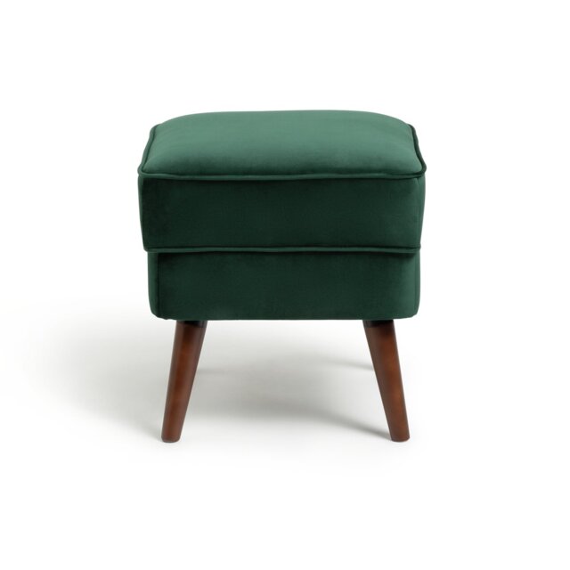 Habitat Callie Velvet Footstool - Forest Green - image 1