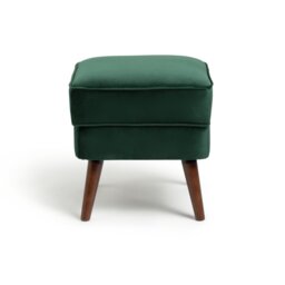 Habitat Callie Velvet Footstool - Forest Green - thumbnail 1