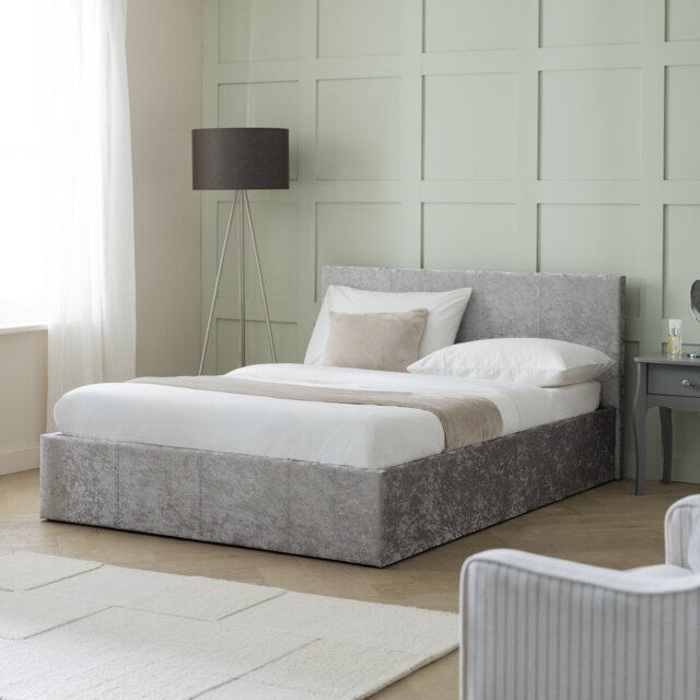 Argos Home Heathdon Kingsize End Lift Ottoman Bed - Silver - image 1