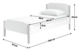 Habitat Nico Single Bed Frame With Mattress - White & Pine - thumbnail 2