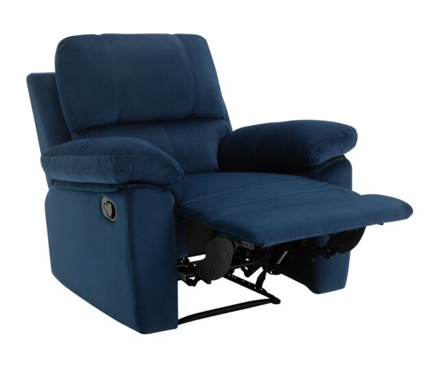Toby Velvet Manual Recliner Chair - Navy - image 1