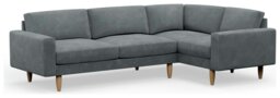 Hutch Slim Velvet Block Arm 5 Seater Corner Sofa- Slate Grey - thumbnail 1
