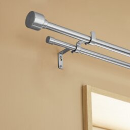 Argos Home Extendable Metal Stud Stainless Steel Double Curtain Pole - 165-300cm