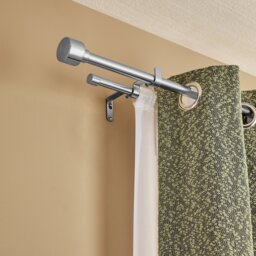 Argos Home Extendable Metal Stud Stainless Steel Double Curtain Pole - 165-300cm - thumbnail 2