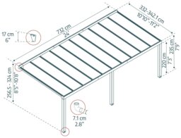 Palram Canopia Stockholm 3.4 x 7.4m Patio Cover Grey Clear - thumbnail 2
