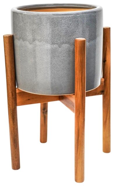 Ivyline Anzio Ceramic Planter - Warm Grey - image 1