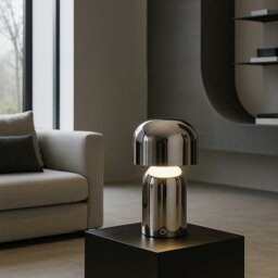 Searchlight Mushroom Port Rechargeable LED Table Lamp-Chrome - thumbnail 1