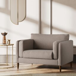Habitat Newington Fabric Cuddle Chair - Mocha - Dark Leg - thumbnail 2