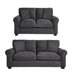 Argos Home Taylor Fabric 2 Seater & 3 Seater Sofa - Grey - thumbnail 1