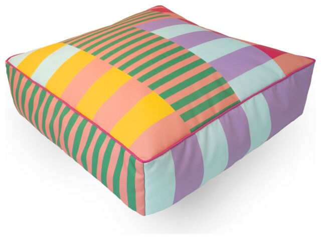 rucomfy Indoor Outdoor Square Floor Cushion - Block Print - image 1