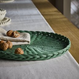 Habitat Handwoven Rattan Decorative Tray - Green