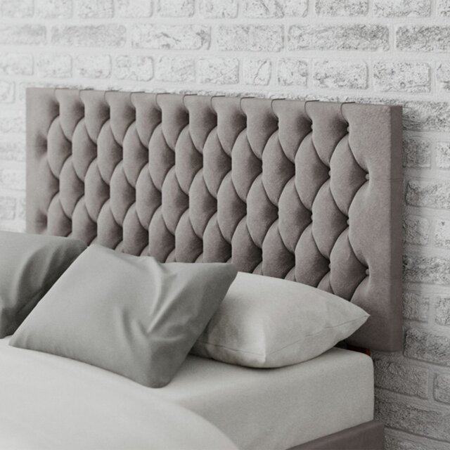 Aspire Monroe Velvet Double Headboard - Silver - image 1