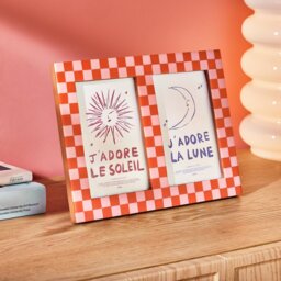 """Habitat Checkered Multi Photo Pink Resin Picture Frame - 4x6""""""" - thumbnail 1