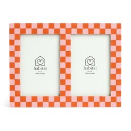 """Habitat Checkered Multi Photo Pink Resin Picture Frame - 4x6""""""" - thumbnail 2