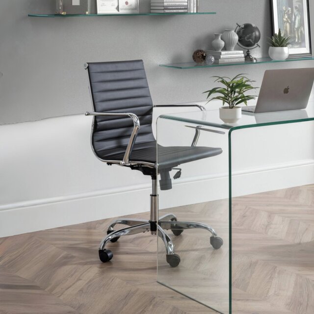 Julian Bowen Gio Faux Leather Office Chair - Black And Chrome - image 1
