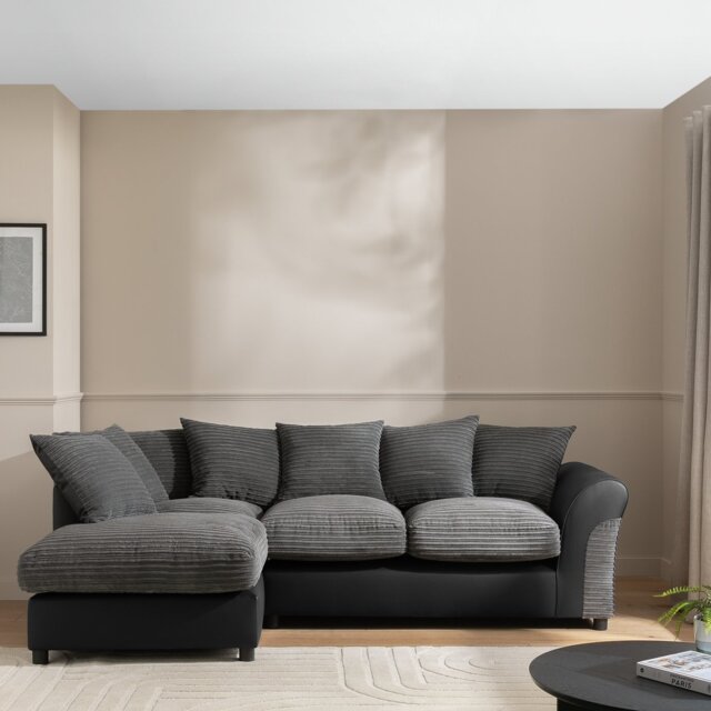Argos Home Harry Cord Left Hand Corner Chaise Sofa-Charcoal - image 1