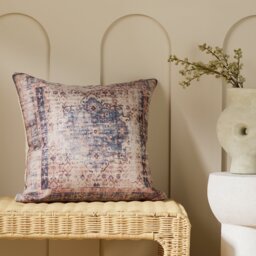 Habitat Chenille Tapestry Print Cushion - Cream - 43x43cm - thumbnail 1